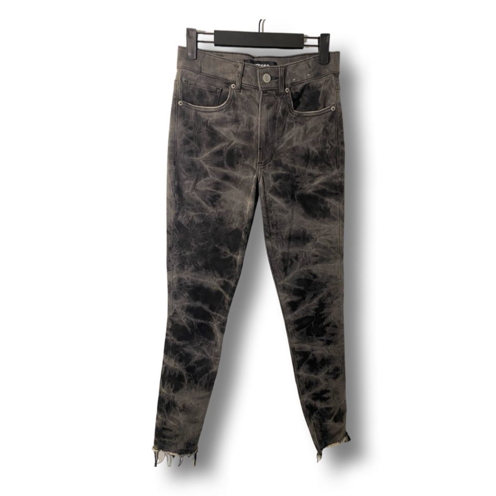 EXPRESS - GRAY & BLACK TIE DYE HIGH-WAIST SKINNY JEANS